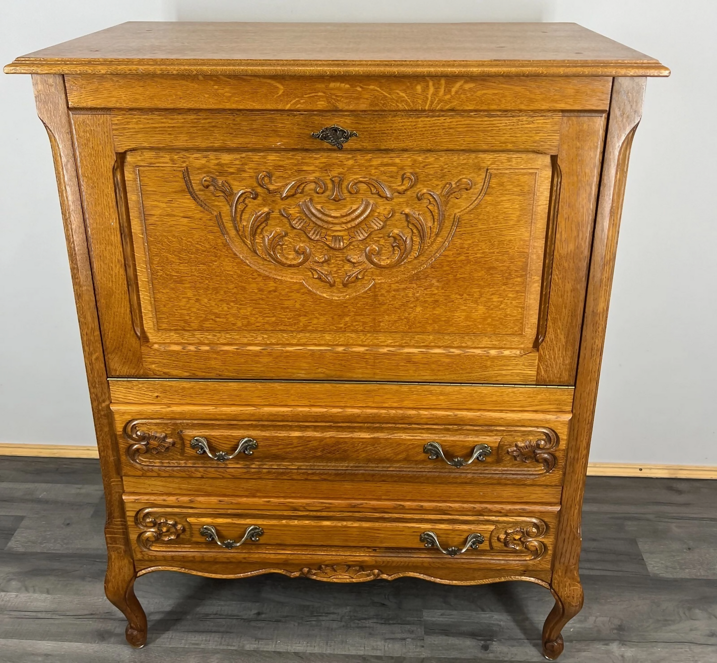 Cabinet Vintage French Louis XIV Style Drop Front Cupboard Sideboard LOT 2646
