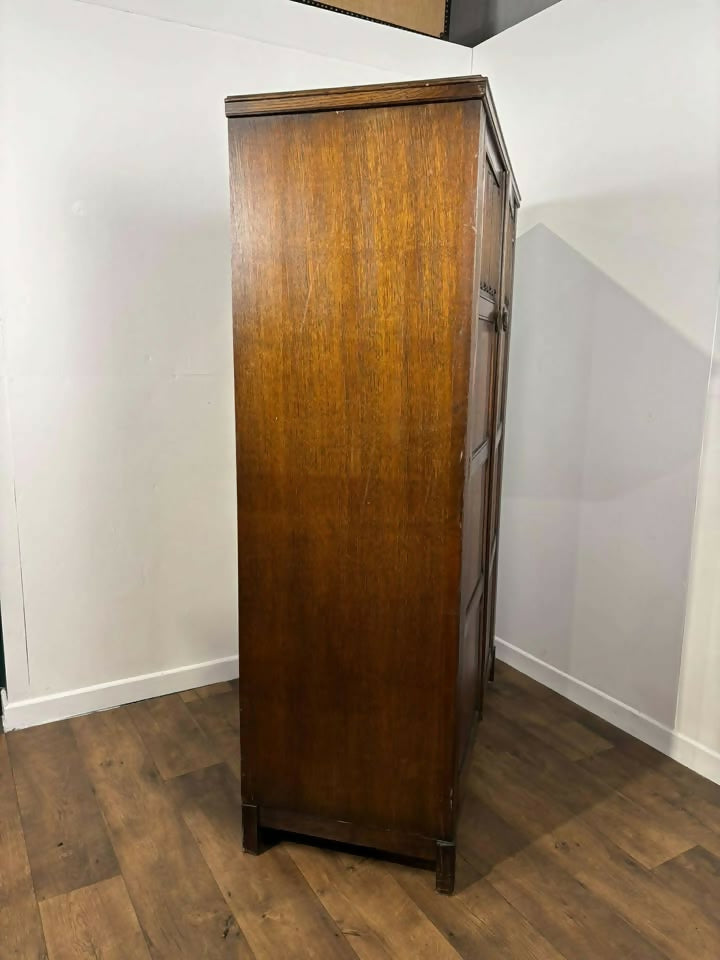 Vintage Priory Style Oak Double Wardrobe