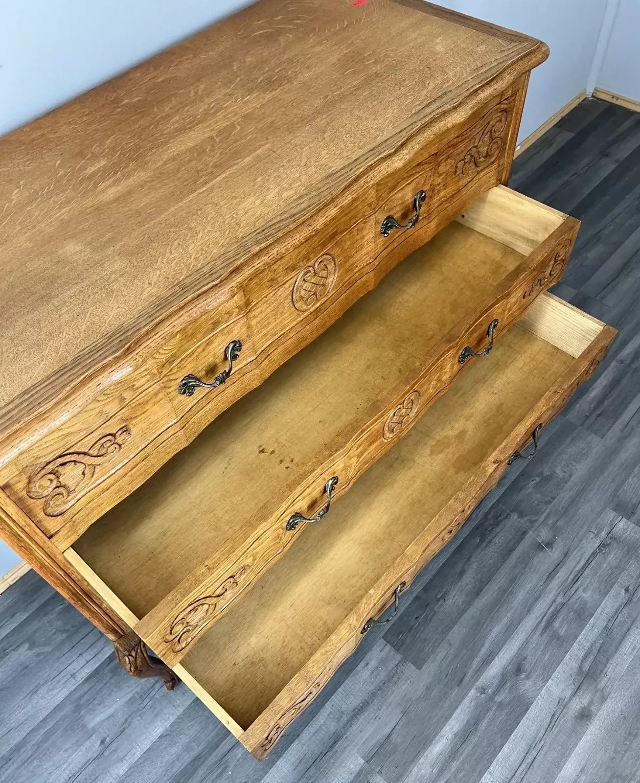 Chest of Drawers Vintage French Oak Louis XVI Style Carved Cabinet LOT 4453