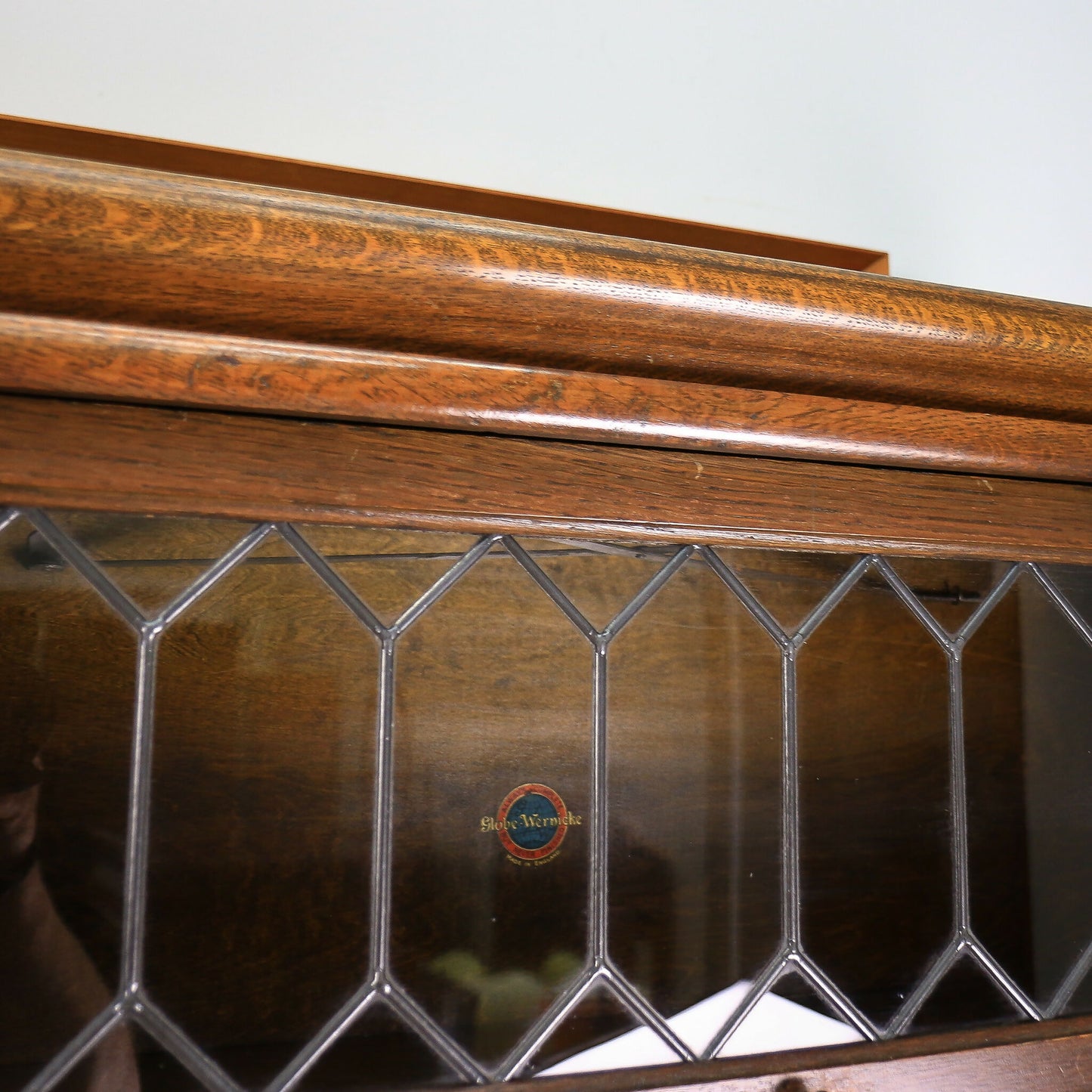 Globe Wernicke Barristers Bookcase in Oak with Diamond Leaded Panes