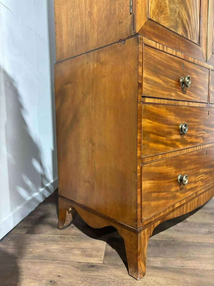 Georgian Flame Mahogany Linen Press