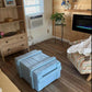 Pastel Blue Vintage Military Chest Coffee Table – Reclaimed Solid Wood Army Trunk Storage Table, Rustic Farmhouse Coffee Table