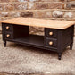 Extra Large Double-Sided Coffee Table with 8 Drawers | Hand Painted Deep Blue | Solid Wood Storage Table