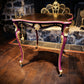 Vintage French Style Occasional Table In Burgundy & Gold Statement Accent