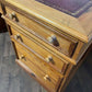 Large Leather Topped Pine Pedestal Desk