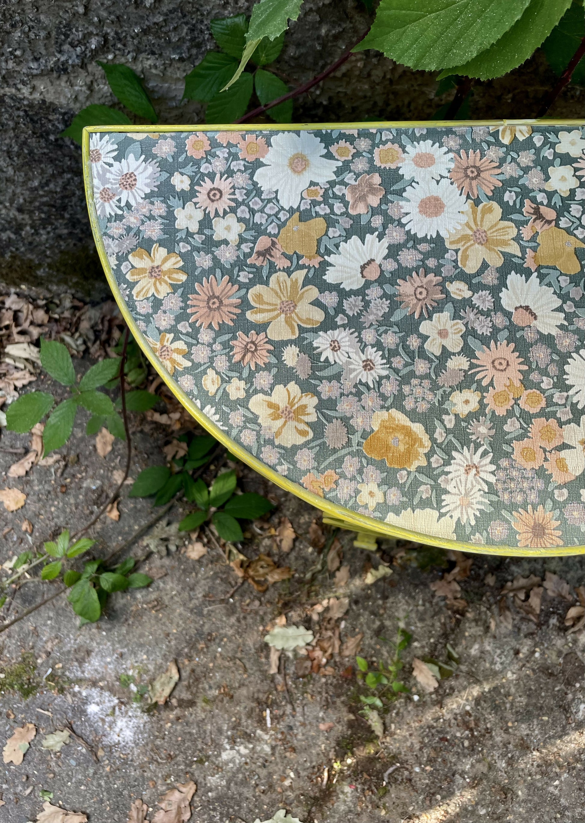 yellow half moon plant stand 2