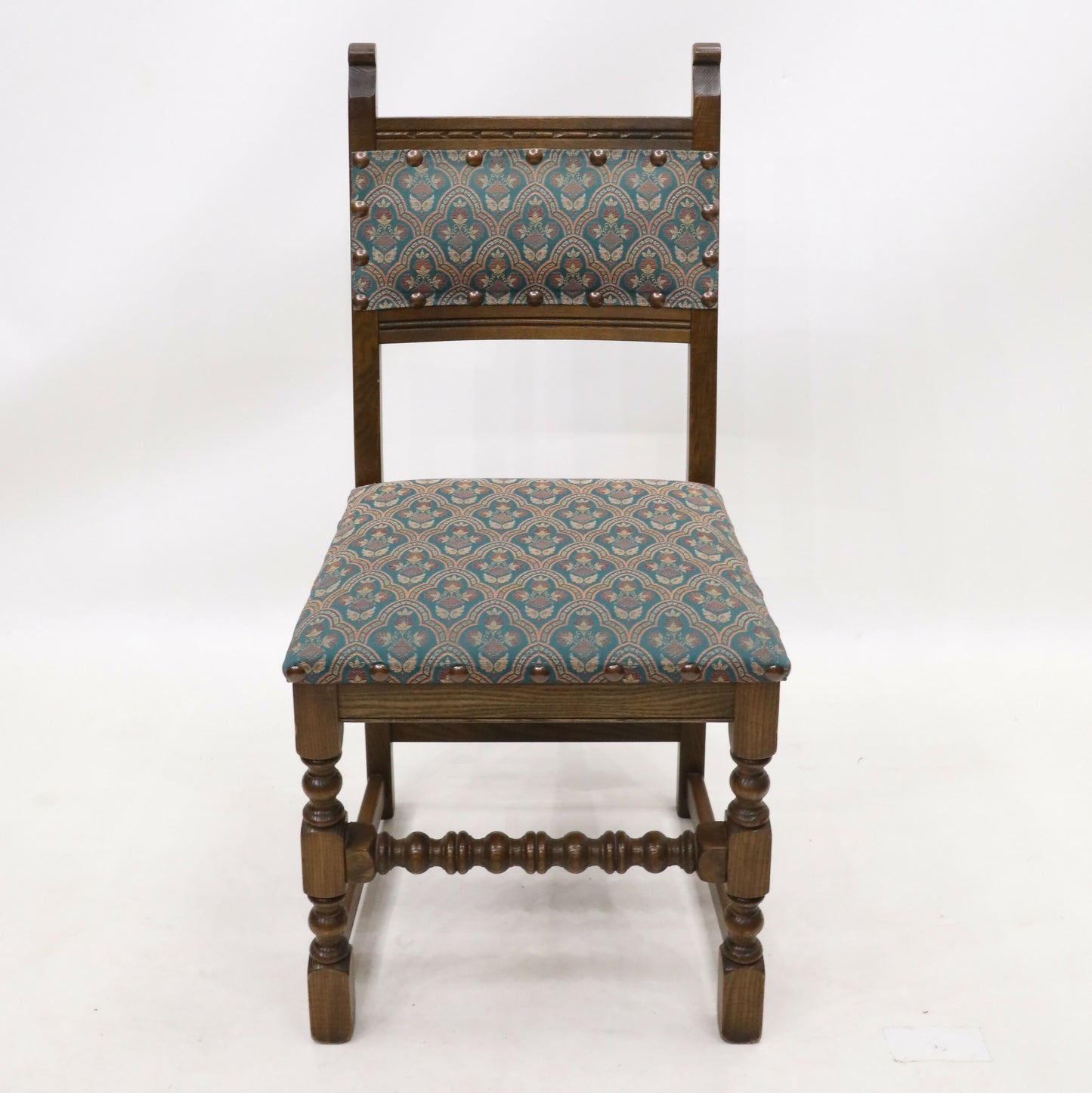 4 Old Charm Dining Chairs Light Oak Sherwood Green Upholstery FREE UK Delivery. SBR9775/0711D