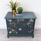 Vintage Stag Minstrel Chest of Drawers – Dark Grey with Botanical Bird Design