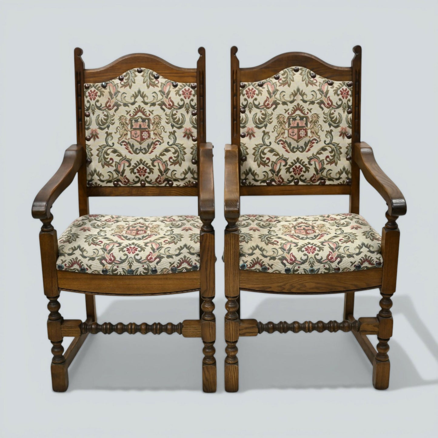 6 Old Charm Premium Dining Chairs Light Oak Studded Upholstery FREE UK Delivery*