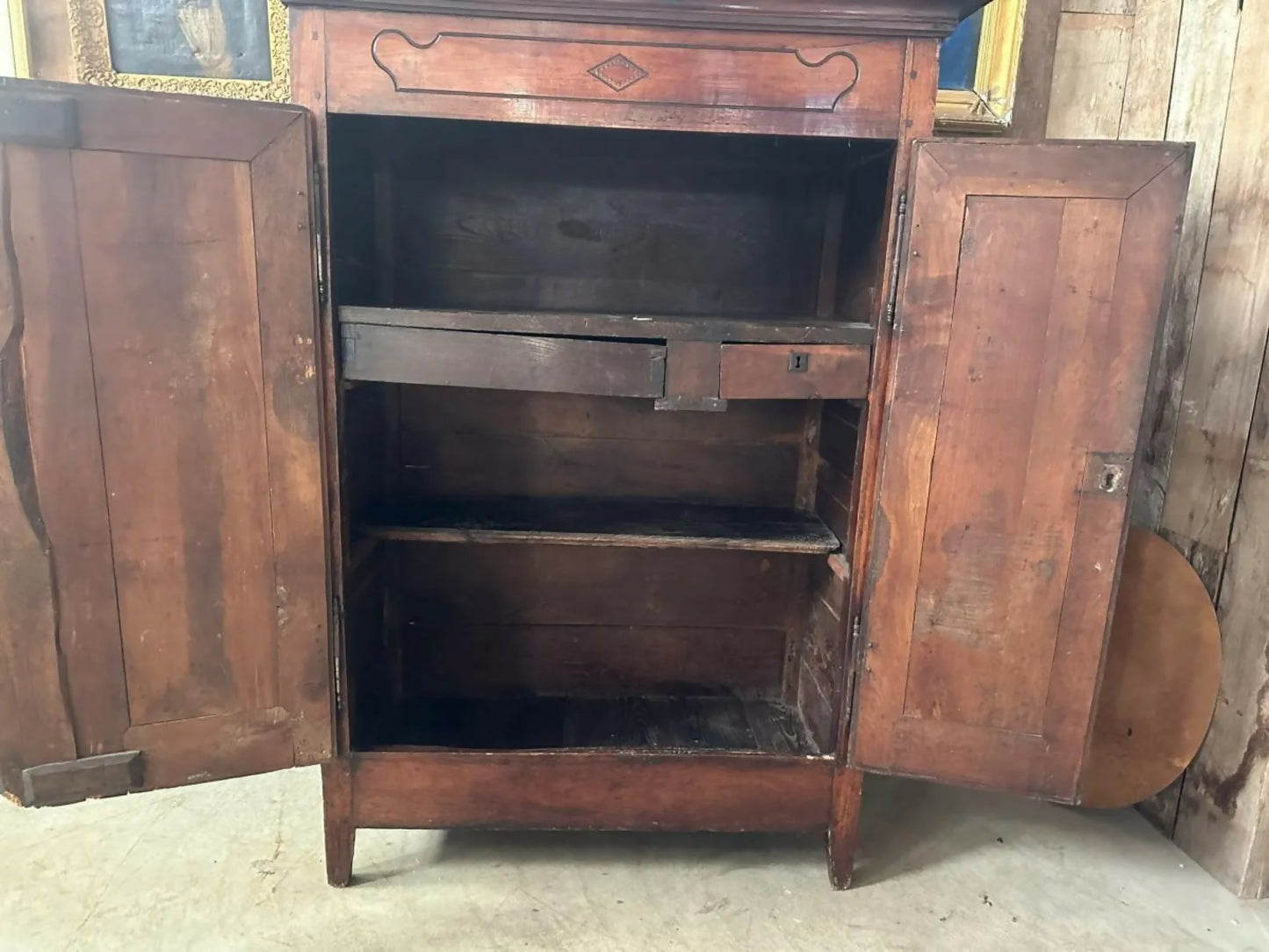 Antique French Fruitwood Armoire Housekeeper’s Cupboard, C 1790