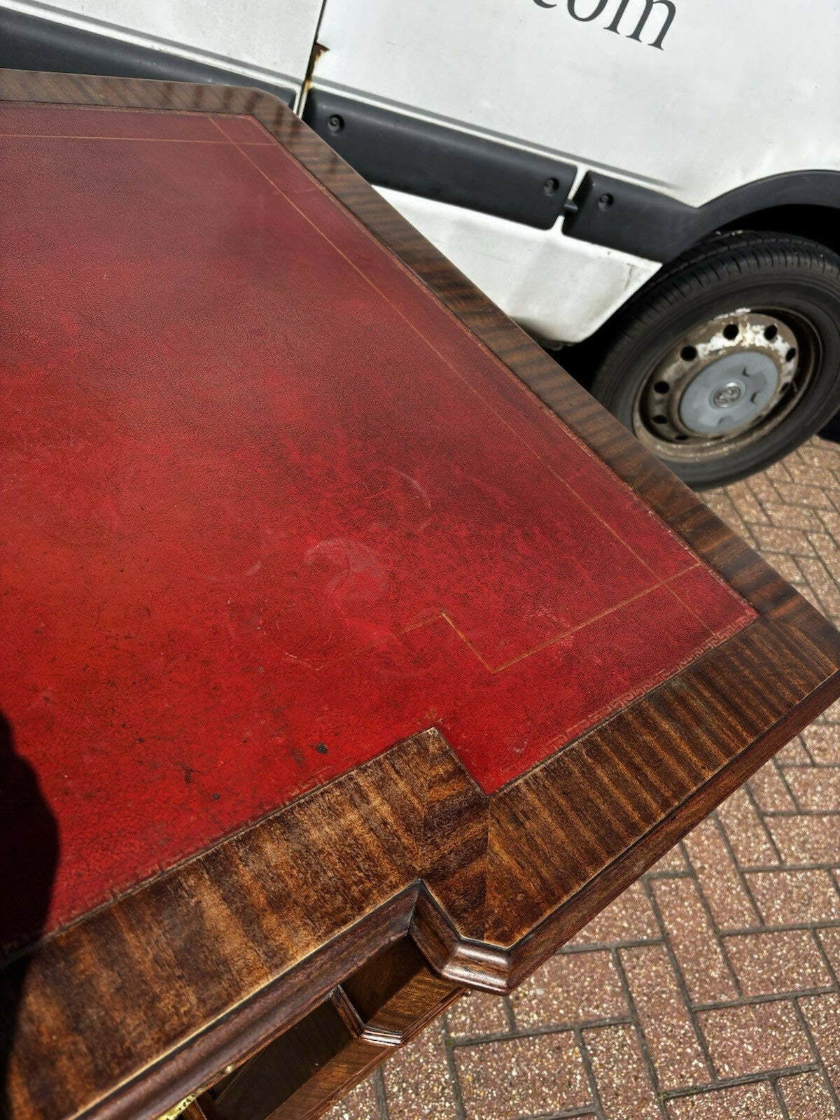 Large Vintage Mahogany Twin Pedestal Desk, Splits Into 3 Pieces For Easy Transportation