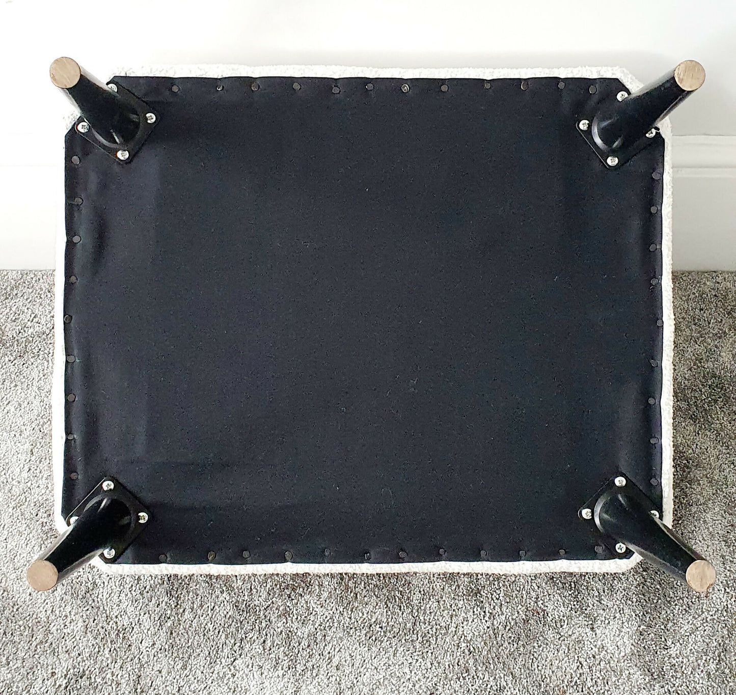 Footstool. Reupholstered, Fully Restored. Mid-century in origin. Boucle