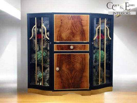 Art deco cocktail cabinet black and gold