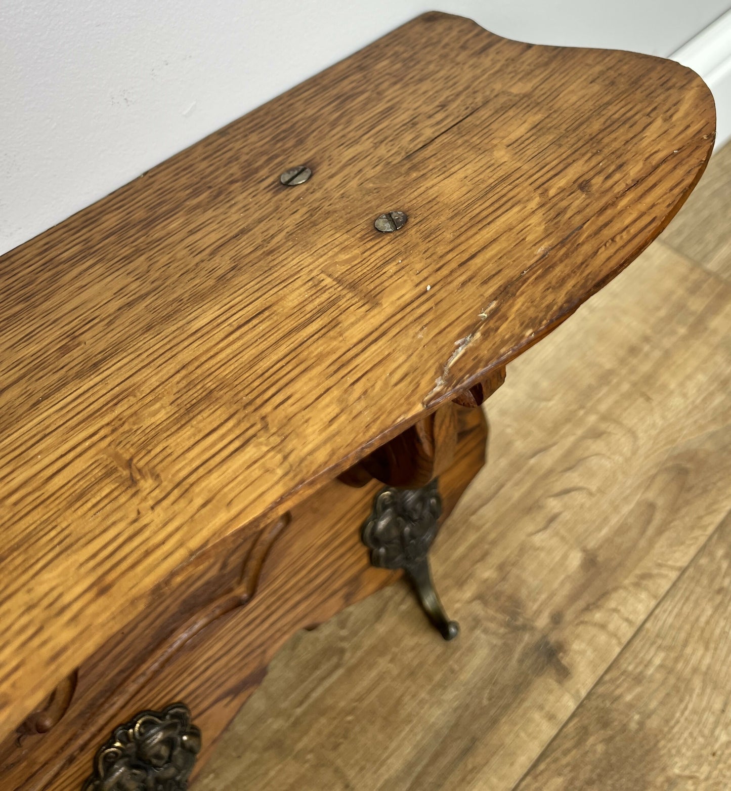Coat Rack Vintage French Carved Oak Wall Mounted 6 Hooks Rack Hanger LOT 6227