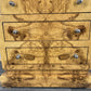 Vintage French Art Deco Burr Bedside Tables Pair | 3 Drawer Nightstands | French Design | Nickel Knobs | Elegant Veneer Finish | Lot 4233