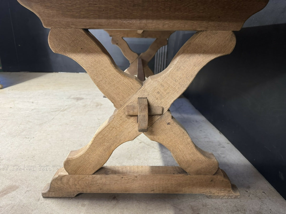 French Oak X Support Farmhouse Dining Table