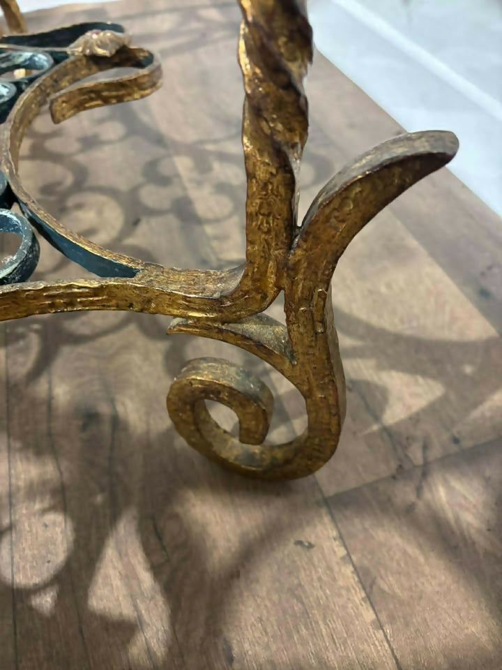 Ornate Reproduction Glass Topped Gilt Metal Framed Centre Table