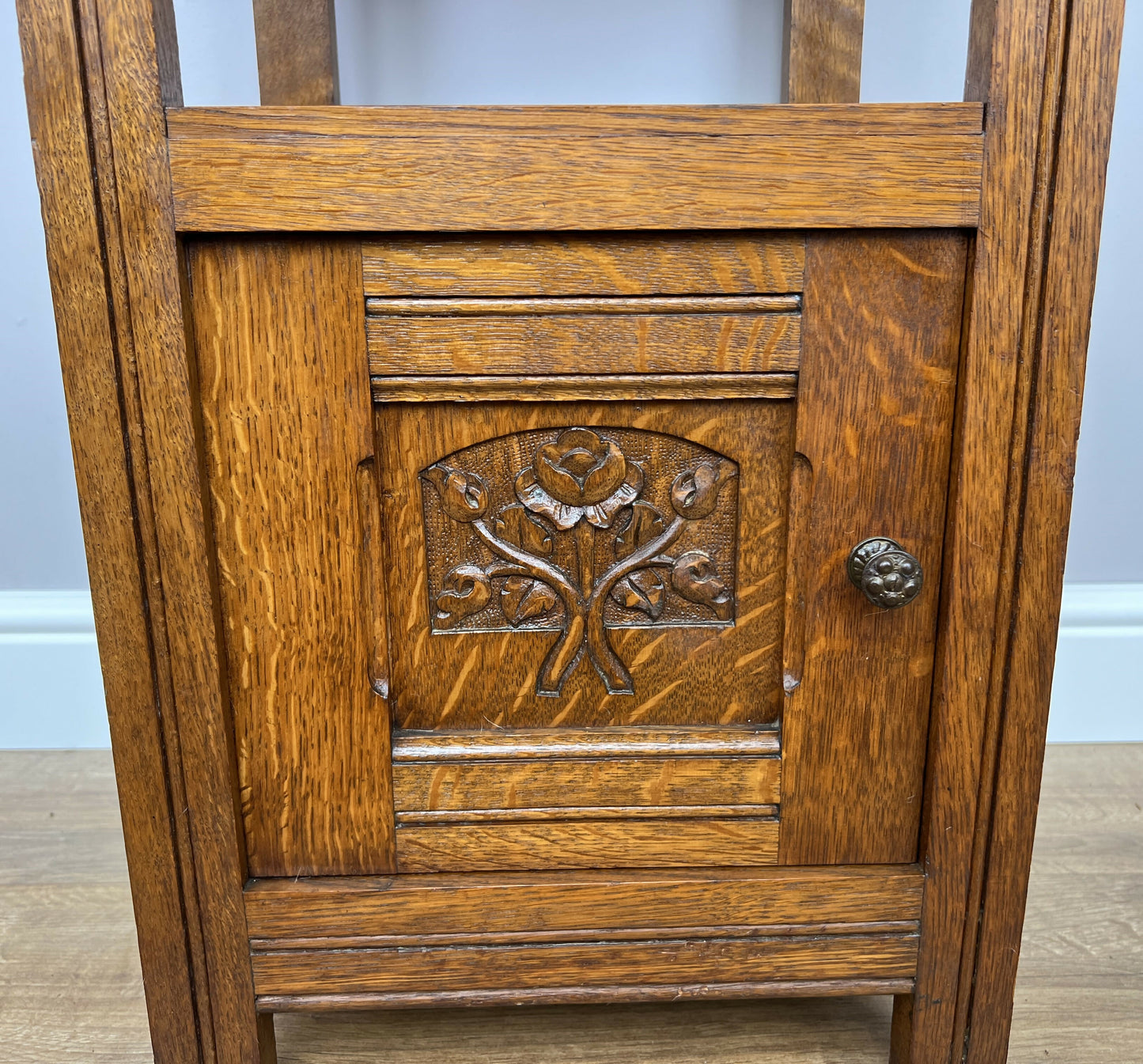 Bedside Table Antique French Style Marble Top Oak Cabinet Nightstand LOT 6241