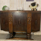 Vintage Art Deco Carved Wood Cabinet Sideboard 3 Doors 2 Drawers