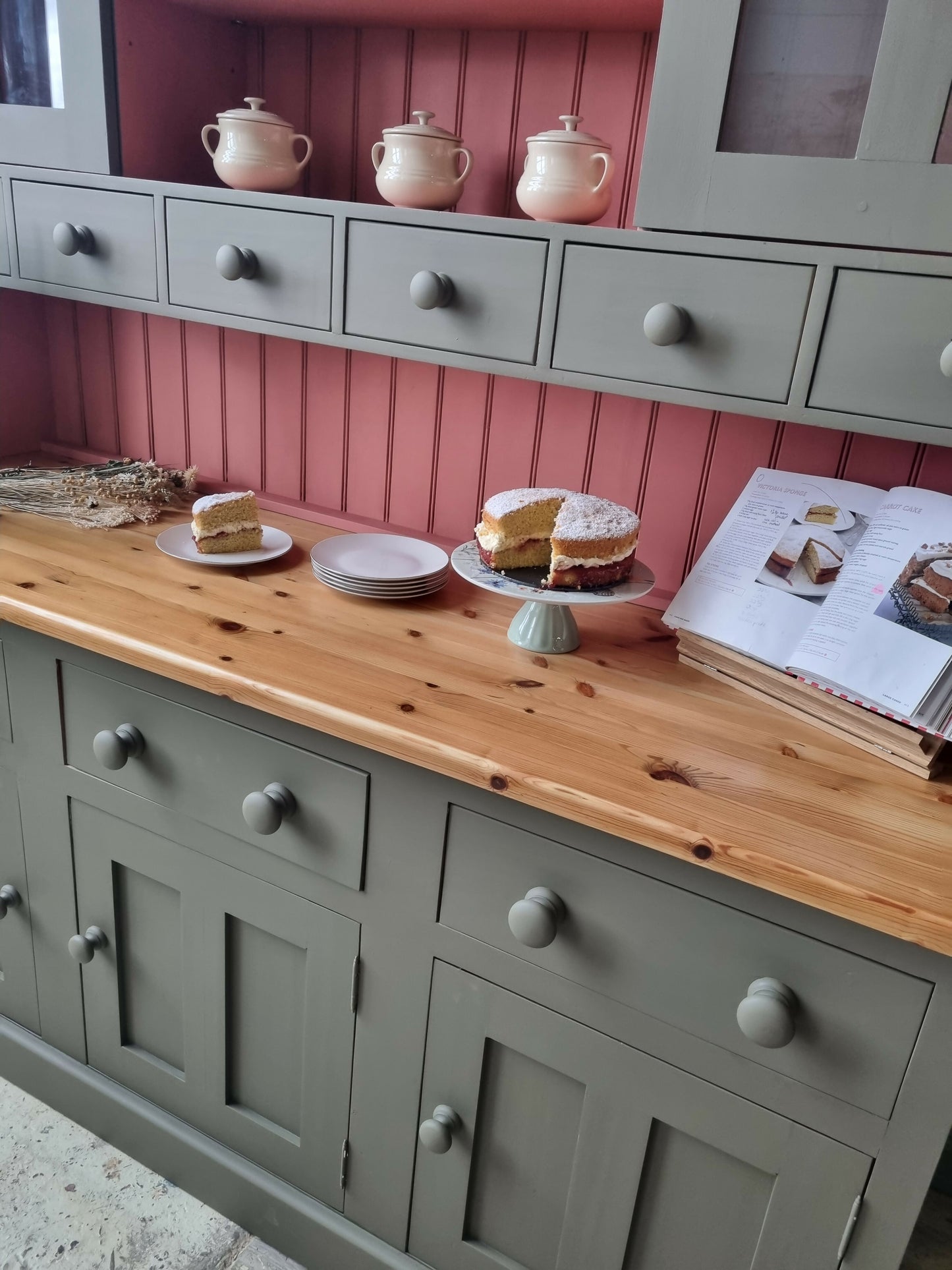 SOLD OUT Solid Vintage Pine Welsh Dresser, Painted Bespoke Dresser, Country Kitchen, Farmhouse, Shop Display, Cafe, Pub