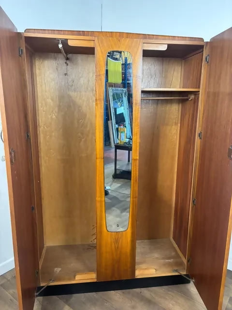 1950's Vintage Walnut Veneered Wardrobe