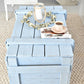 Pastel Blue Vintage Military Chest Coffee Table – Reclaimed Solid Wood Army Trunk Storage Table, Rustic Farmhouse Coffee Table
