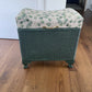 Mid century Lloyd loom style ottoman/padded storage stool. Green paint. Matching cotton top