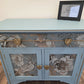 Vintage pale blue and gold drawered cupboard.
