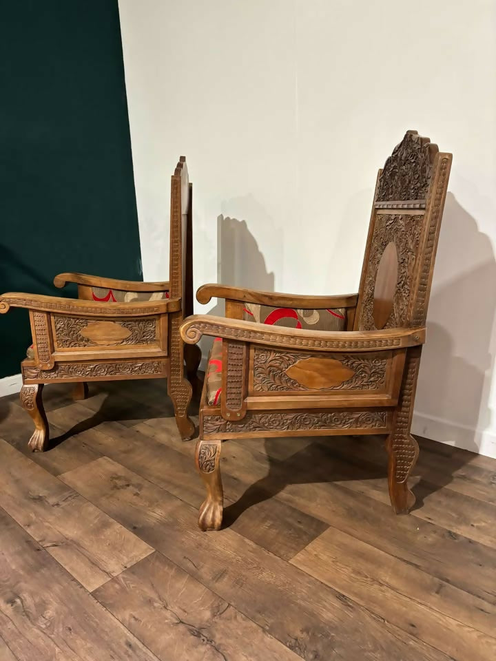 Kashmir Decoratively Carved Armchairsx