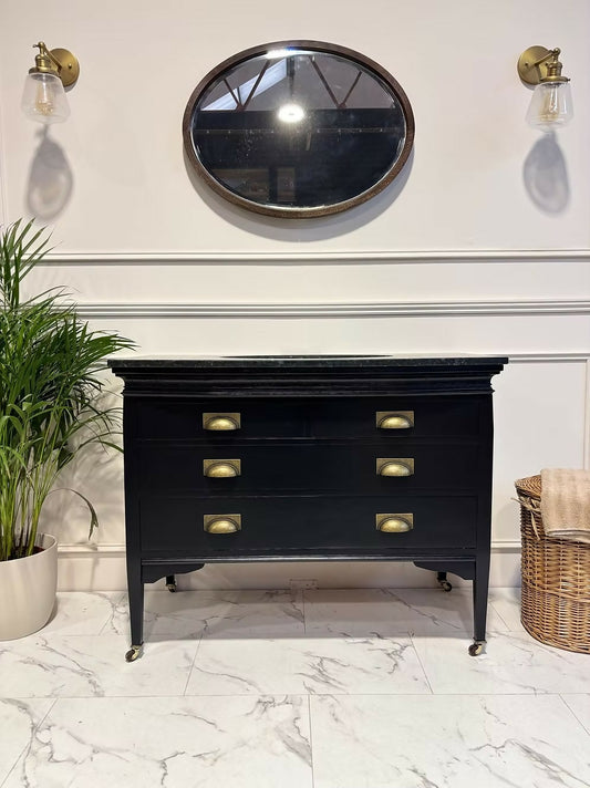 Black Vintage Wooden Vanity Unit