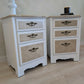 Pair of Vintage Bedside Cabinets in White with Metallic Champagne Detailing