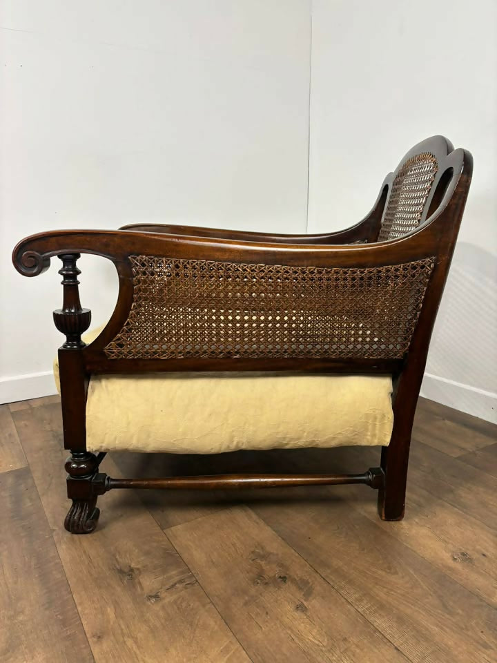 Edwardian Beech Framed Bergère Armchair