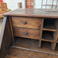 Antique Victorian tudor oak hand carved green man bureau dest chest drawers in