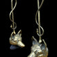 Pair of Antique Brass Fox Head Door Porters or Door Stops