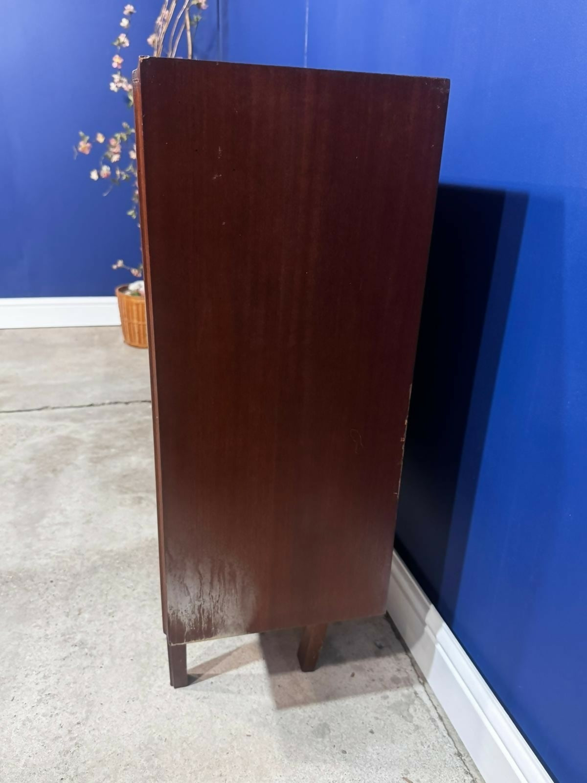 Vintage Glass Teak Display Bookcase Wide Teak Mid Century Glass Display Cabinet