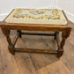 Vintage Oak Stool with Embroidered Pad
