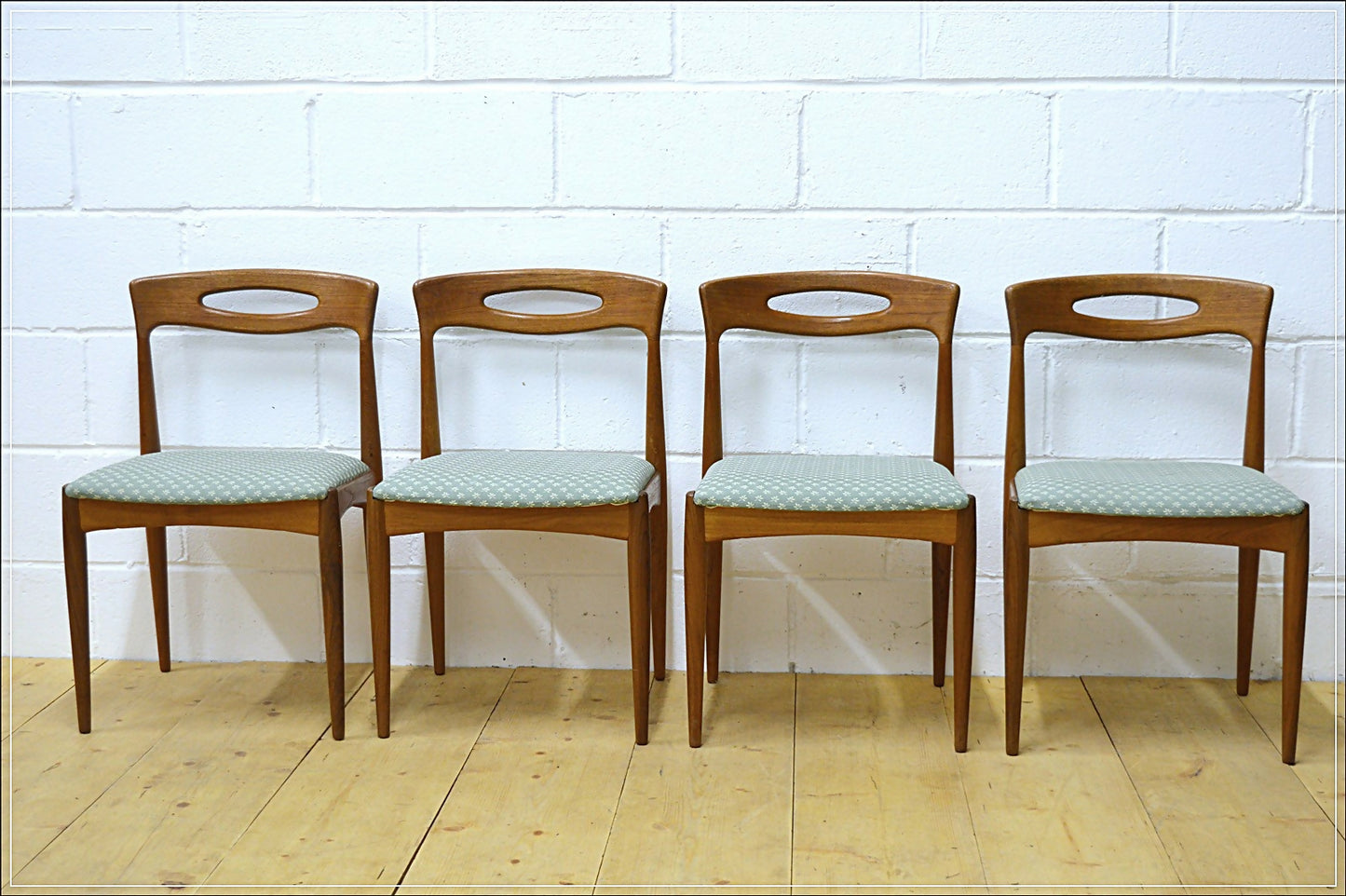 vintage dining chairs Johanes Andersen for Uldum Mobelfabrik teak mid century made in Denmark