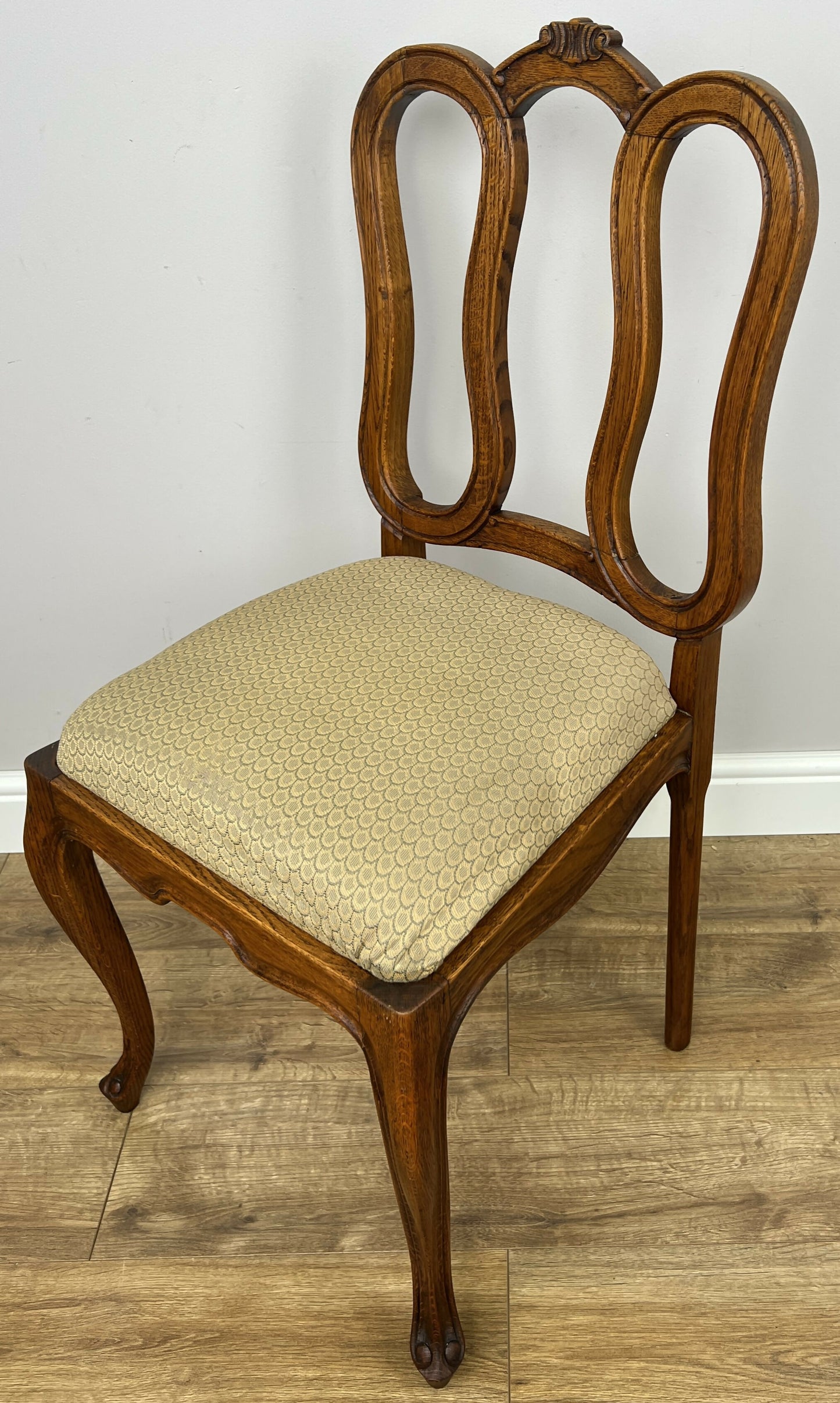 Dining Chairs Vintage French Louis Style Oak Set of 6 Upholstered Seats LOT 6344
