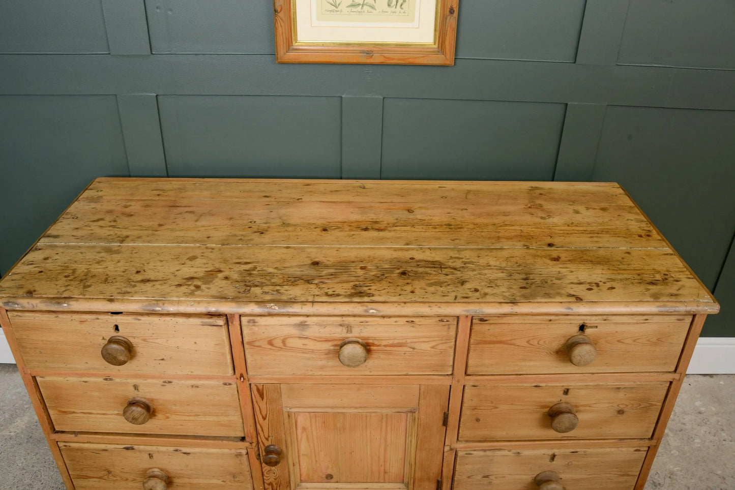 Victorian Pine Sideboard with Cupboard and Drawers