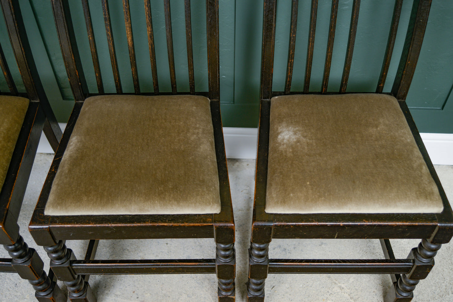 6 x Ebonised Oak Dining Chairs with Drop in Seats