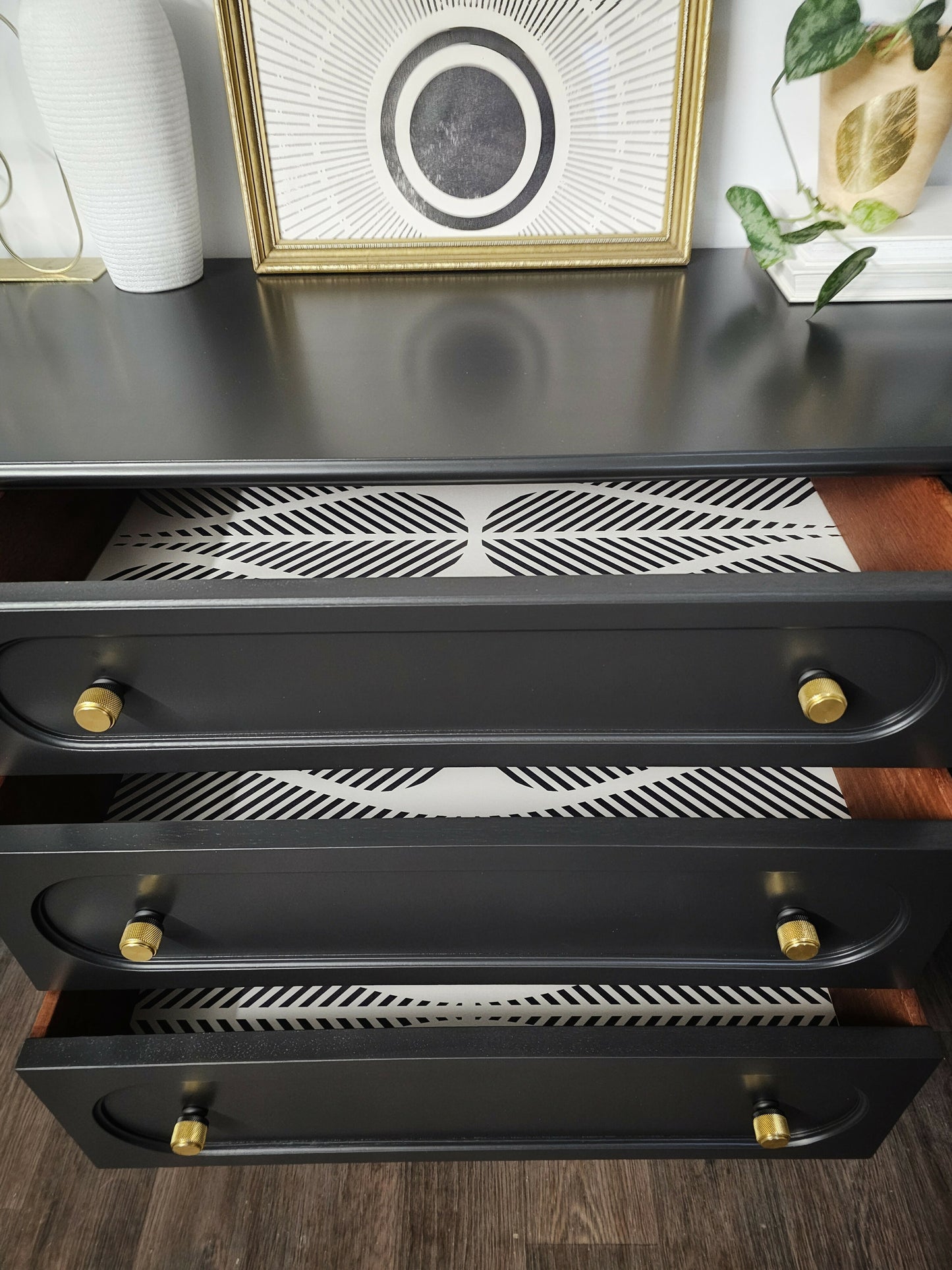 Mid Century Modern Sideboard With Wavy Trim