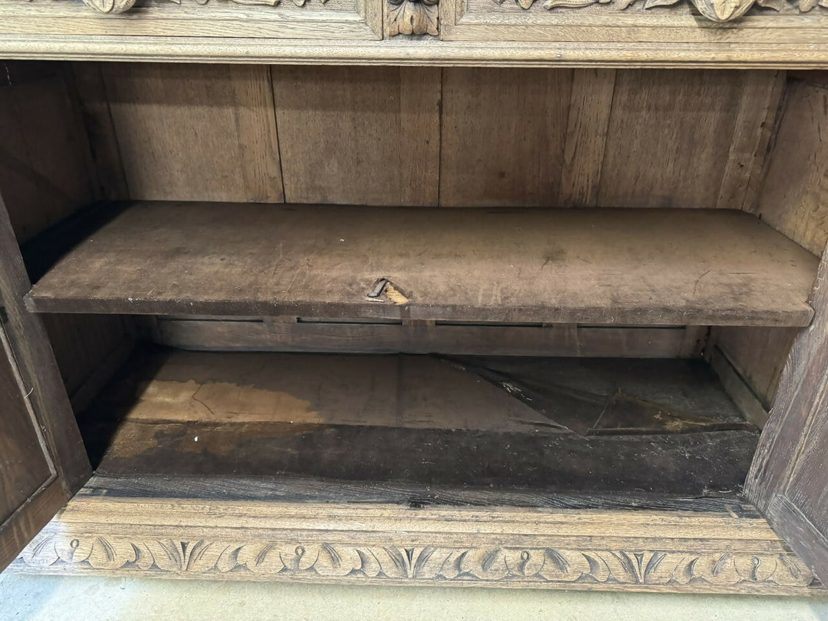 French Carved Oak Hunting Sideboard