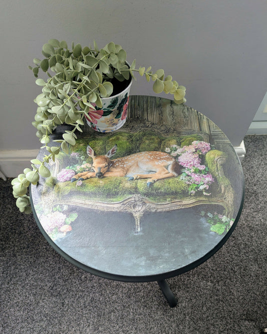 Hand Painted and Decoupaged Small Side Table