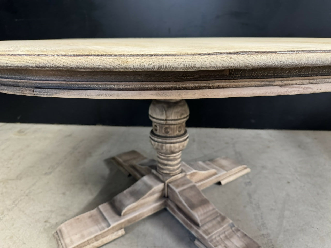 Large Round Oak Farmhouse Dining Table