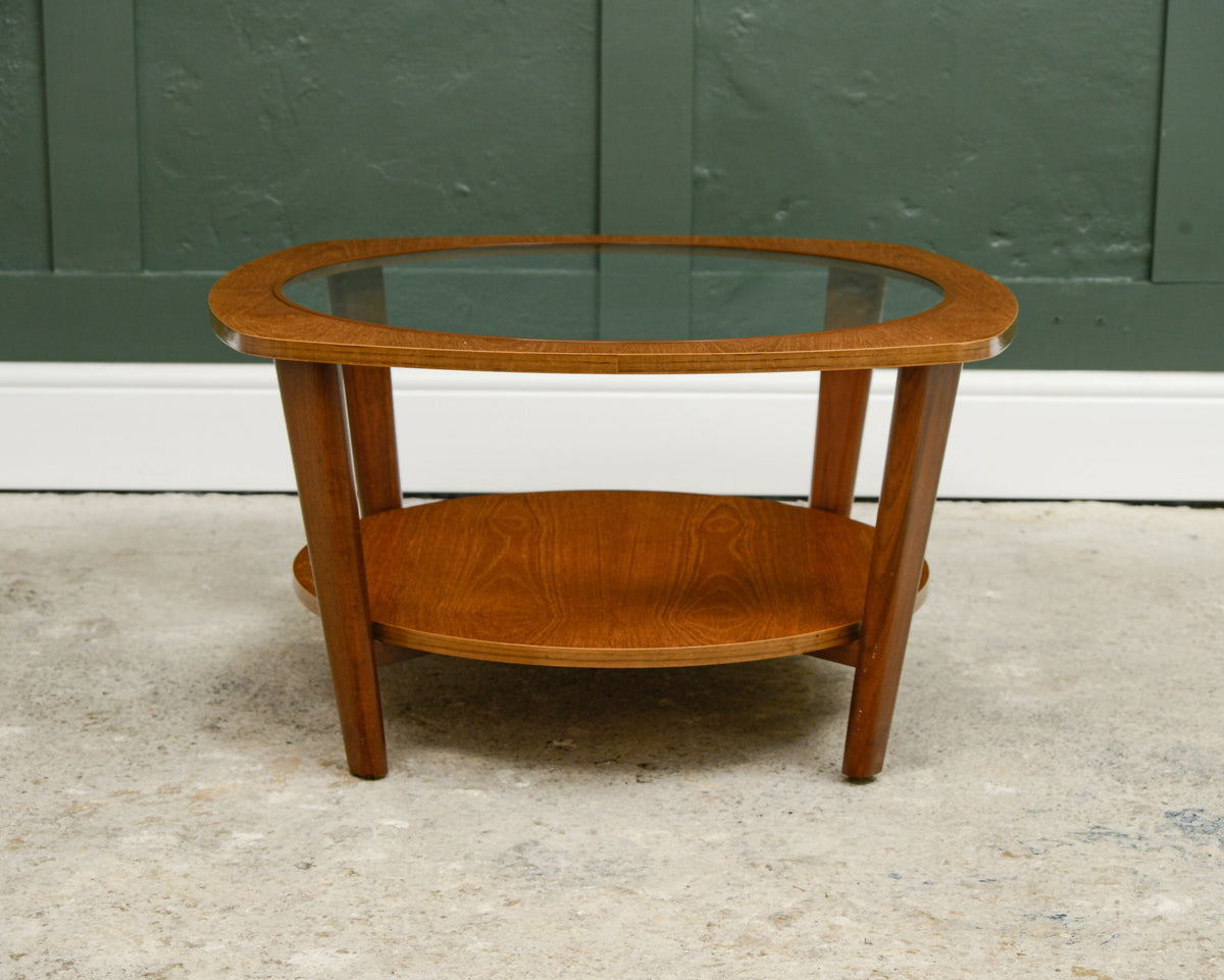 Mid Century Teak Astro Style Coffee Table with Glass Top