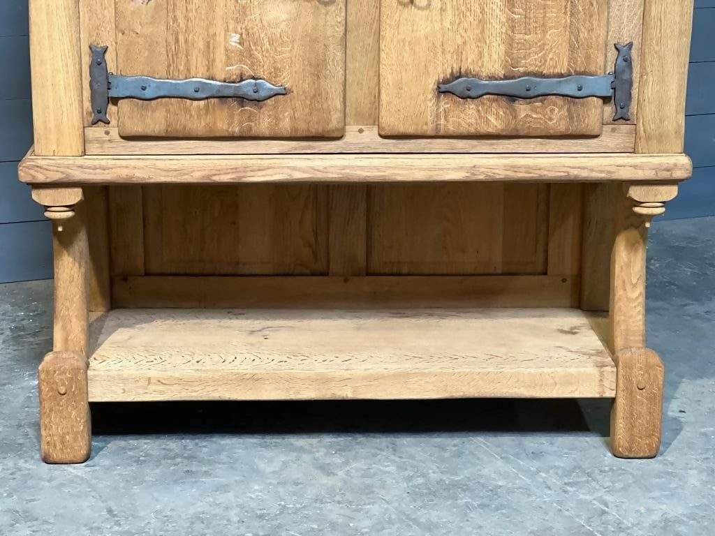 French Gothic Bleached Oak Cupboard
