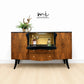 Refurbished Burr Walnut and Black Stonehill Art Deco Cocktail Cabinet, Drinks Cabinet, Vintage Sideboard, Gin Bar