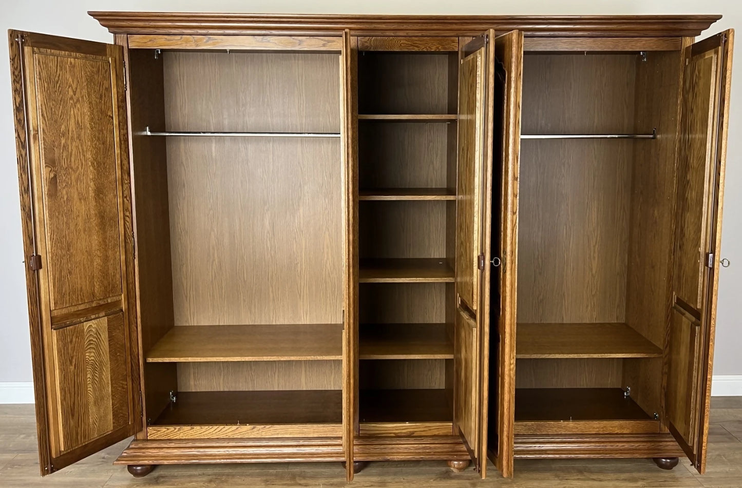 Wardrobe Vintage French Style Five Door Carved Large Storage Armoire LOT 4987