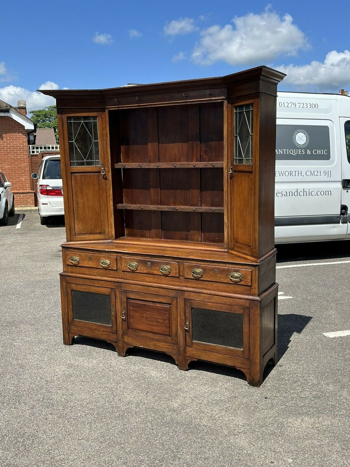 Large Vintage Georgian Oak Dresser, Amazing Colour, Loads Of Storage.