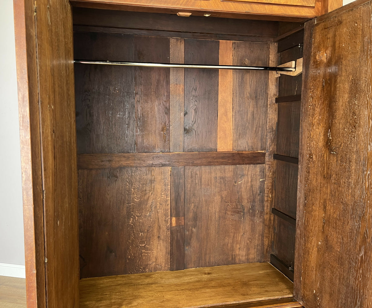 Wardrobe Antique French Style Walnut Mirrored Two Door Carved Armoire LOT 6520